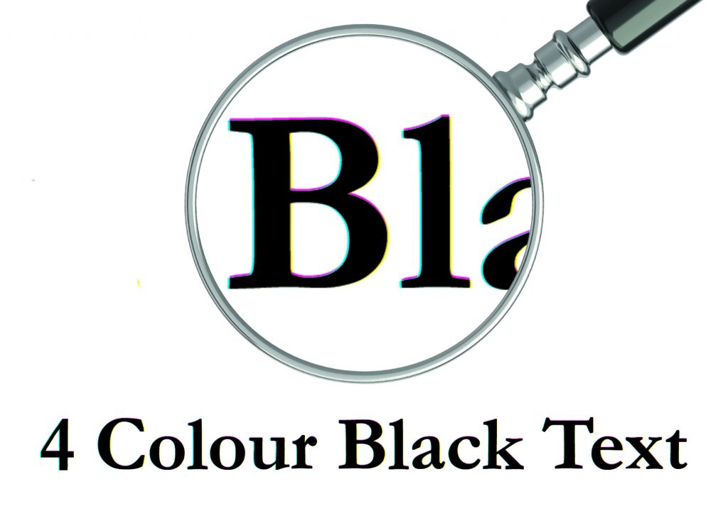 image to show what black text looks like when it is composed of 4 colour process elements